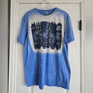 Dallas Cowboys Women's Gildan Softstyle Tee Blue Tie-Dye Splatter Print Large